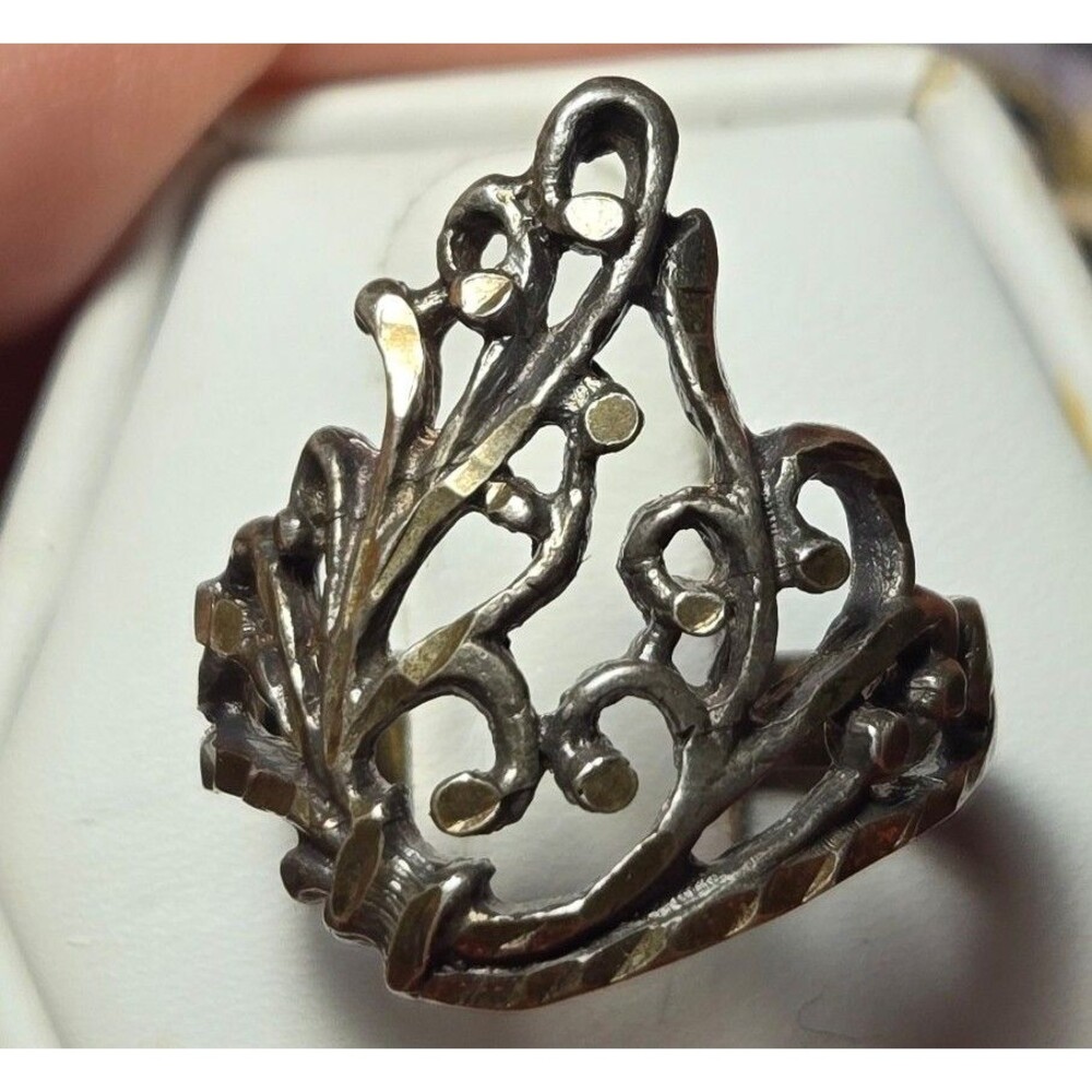 Abstract vintage sterling silver ring sz 8